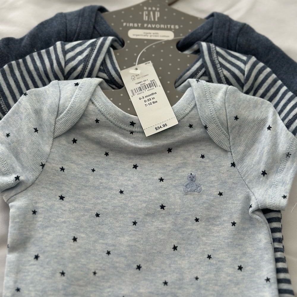 GAP Baby Bodysuit Set - Navy and Light Blue